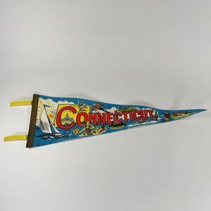 Vintage Connecticut State Felt Pennant Yale University Submarine Base Landmarks